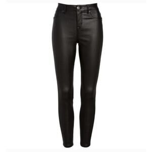 1822 Denim Black Shimmer Leatherette Skinny Pant 30 P / 10 P